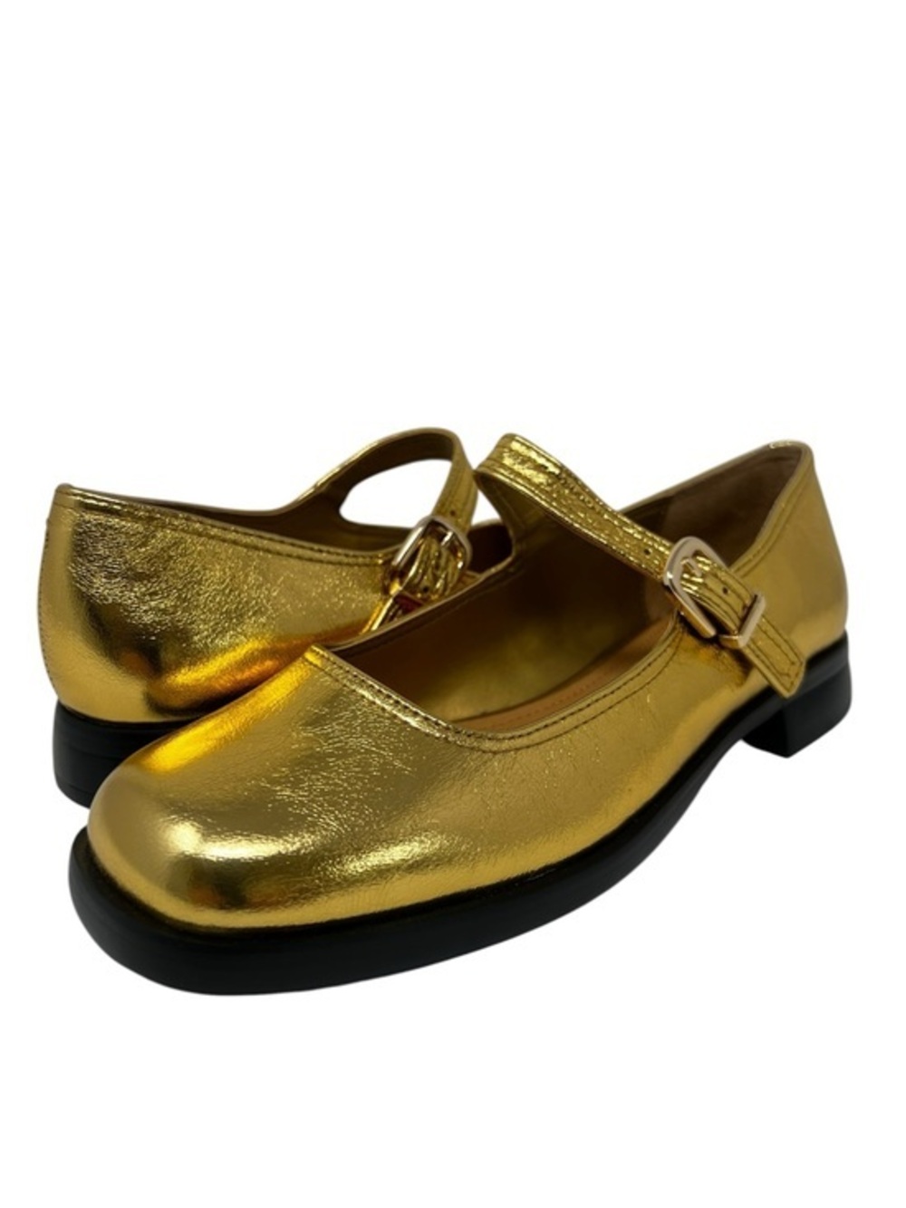 Steve Madden Metallic Gold Mary Jane Shoes with Buckle Strap